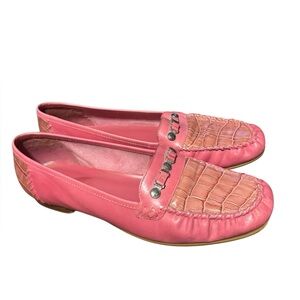 Nicole Pink Juggler Southwest Studded Loafer Flats Size 10